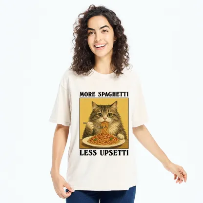 Tokyo-Tiger Cat Loves Eating Pasta Washed T-Shirt