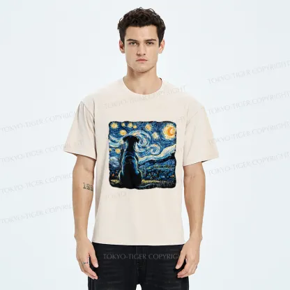 Tokyo-Tiger Starry Night Dog Washed T-Shirt
