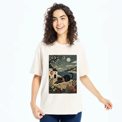 Tokyo-Tiger Sleepy Cat In A Coastal Town Washed T-Shirt