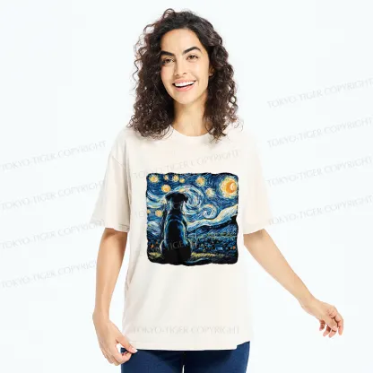 Tokyo-Tiger Starry Night Dog Washed T-Shirt