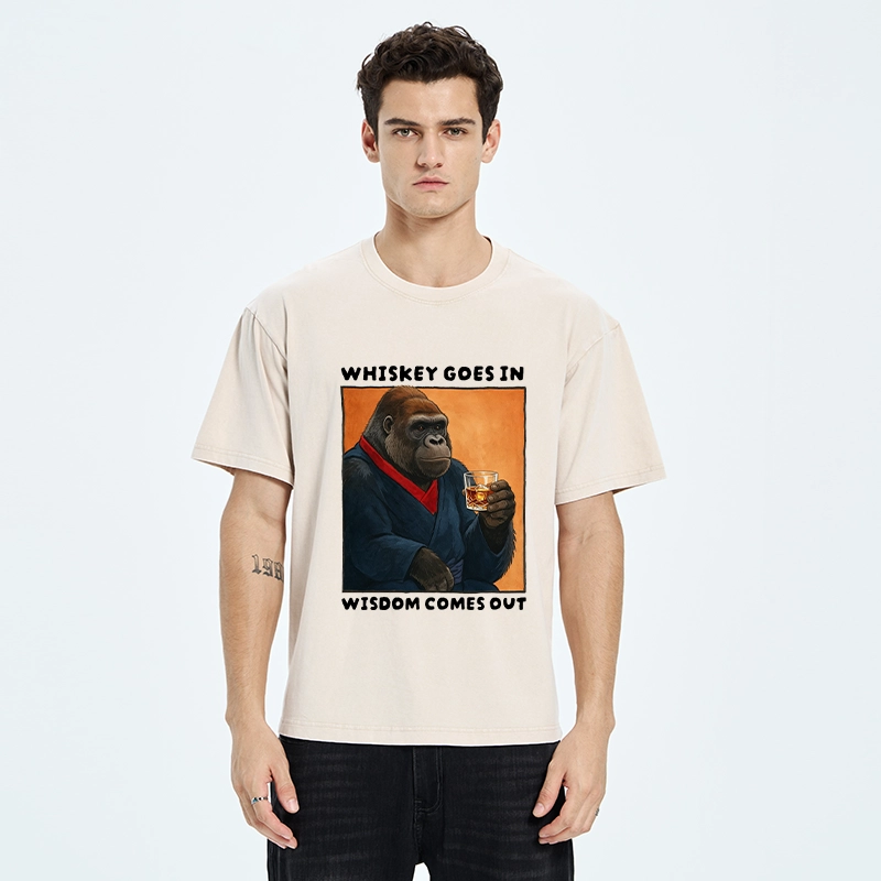 Tokyo-Tiger Whiskey In Wisdom Out Maybe Washed T-Shirt