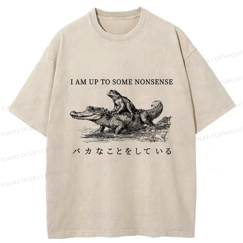 Tokyo-Tiger I Am Up To Some Nonsense Frog Vintage Washed T-Shirt