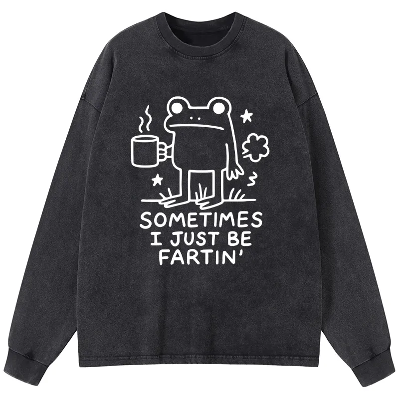 Tokyo-Tiger Sometimes A Frog Just Needs To Fart Washed Long Sleeve T-Shirt