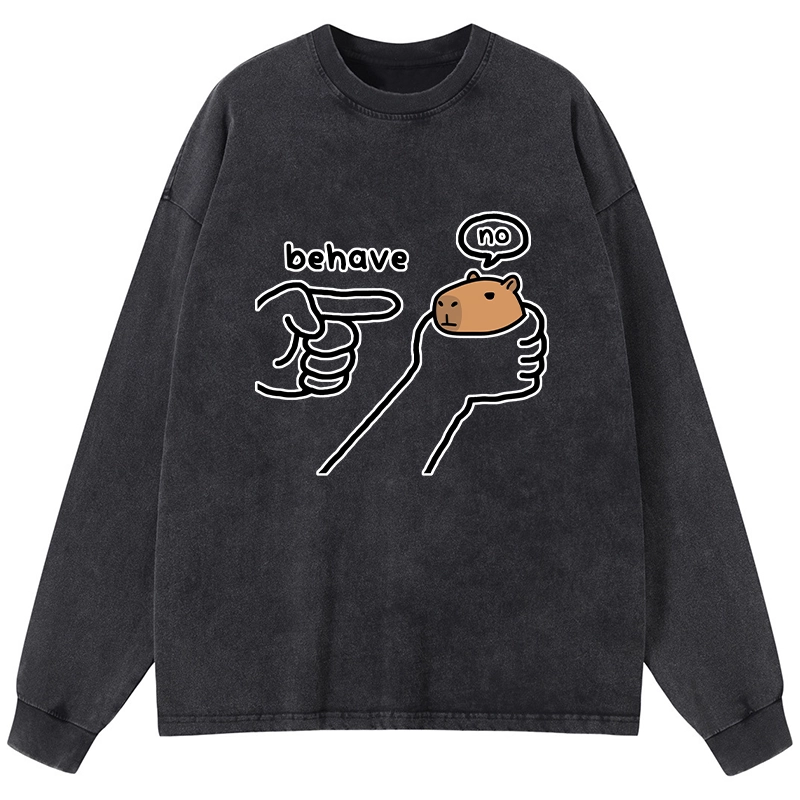 Tokyo-Tiger Dishonest Capybara Washed Long Sleeve T-Shirt