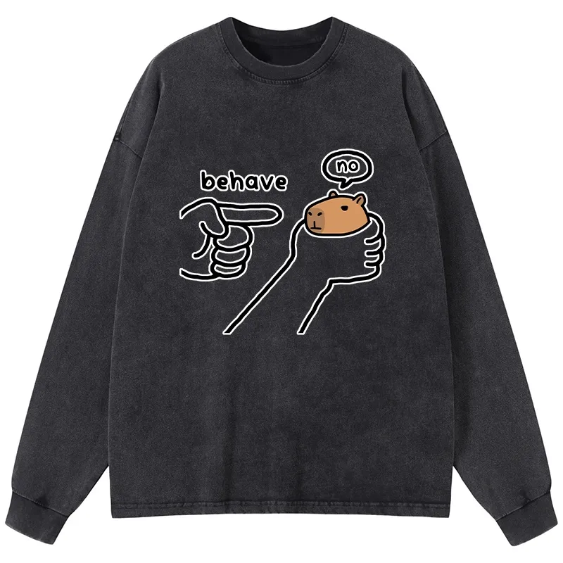 Tokyo-Tiger Dishonest Capybara Washed Long Sleeve T-Shirt