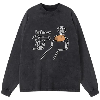 Tokyo-Tiger Dishonest Capybara Washed Long Sleeve T-Shirt