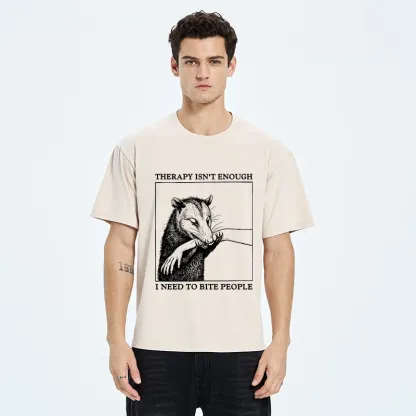 Tokyo-Tiger Funny Opossum Biting People Washed T-Shirt