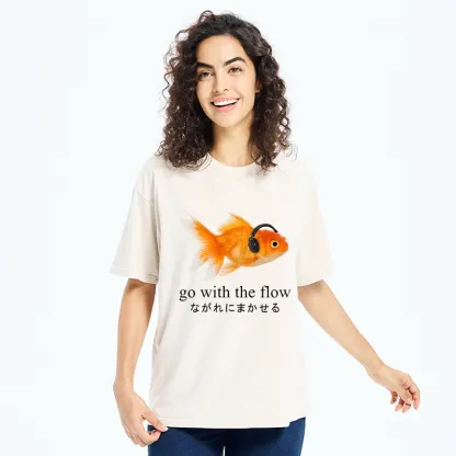 Tokyo-Tiger Goldfish Listening To Music Washed T-Shirt