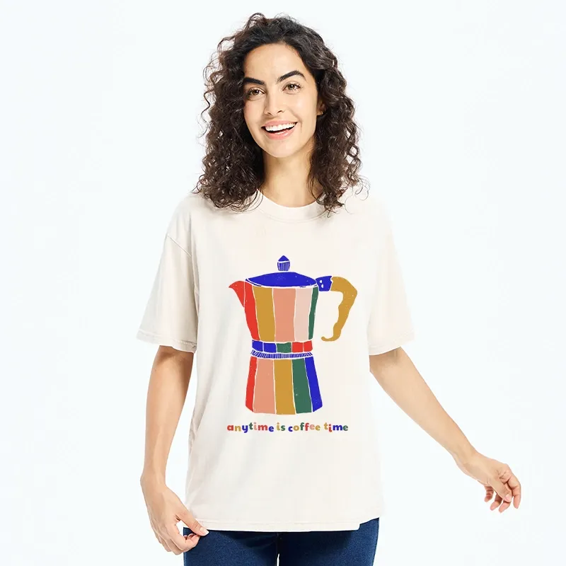 Tokyo-Tiger Colorful Moka Pot Brews Great Coffee Washed T-Shirt