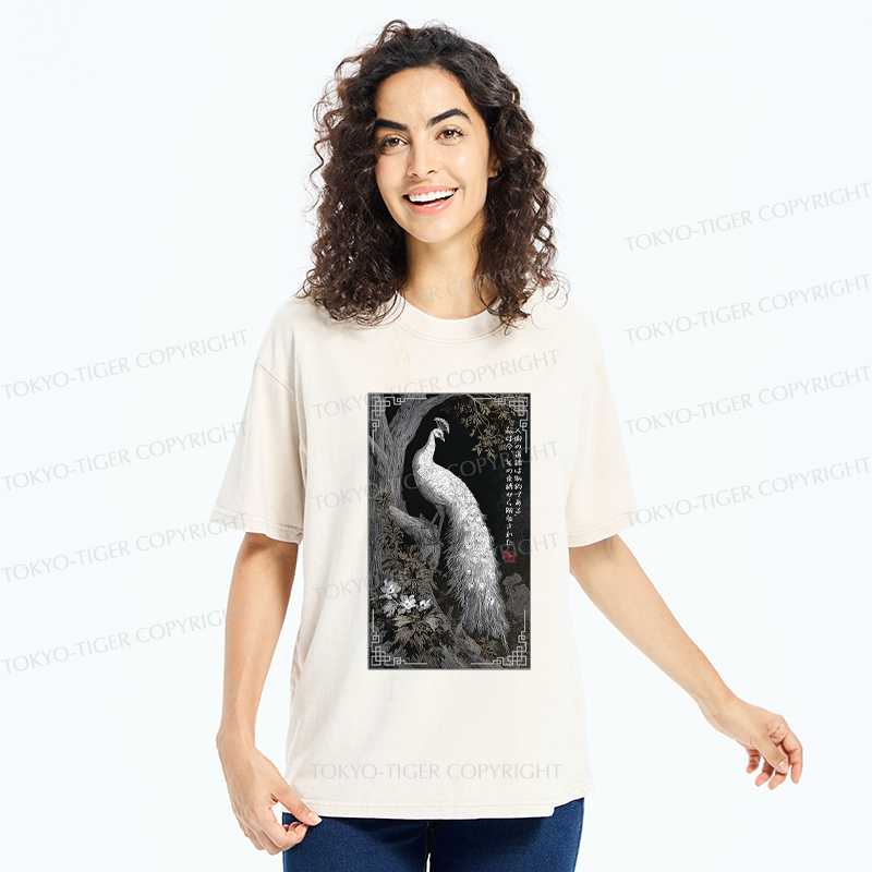 Tokyo-Tiger Morality Binds, Now I'm Free-Peacock Washed T-Shirt