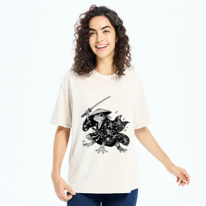 Tokyo-Tiger Samurai Frog With A Sword Washed T-Shirt