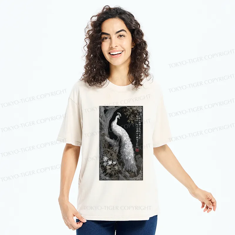 Tokyo-Tiger Morality Binds, Now I'm Free-Peacock Washed T-Shirt