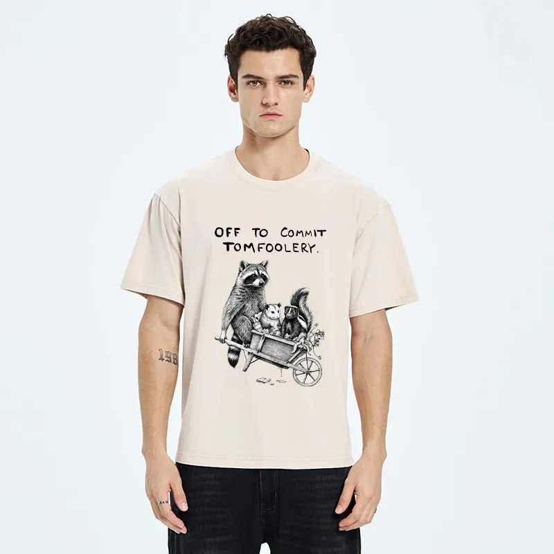 Tokyo-Tiger Raccoon Crew On A Mission Washed T-Shirt