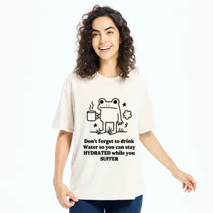 Tokyo-Tiger Frog Says Drink Water Washed T-Shirt