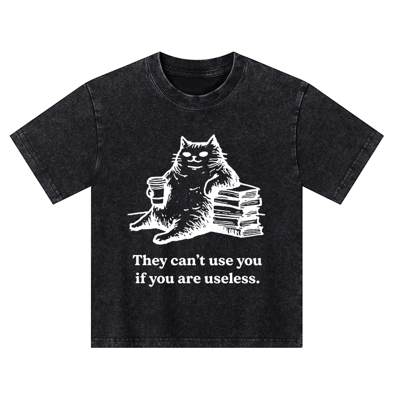 Tokyo-Tiger Cat Proving Uselessness Is A Superpower Kids Washed T-Shirt