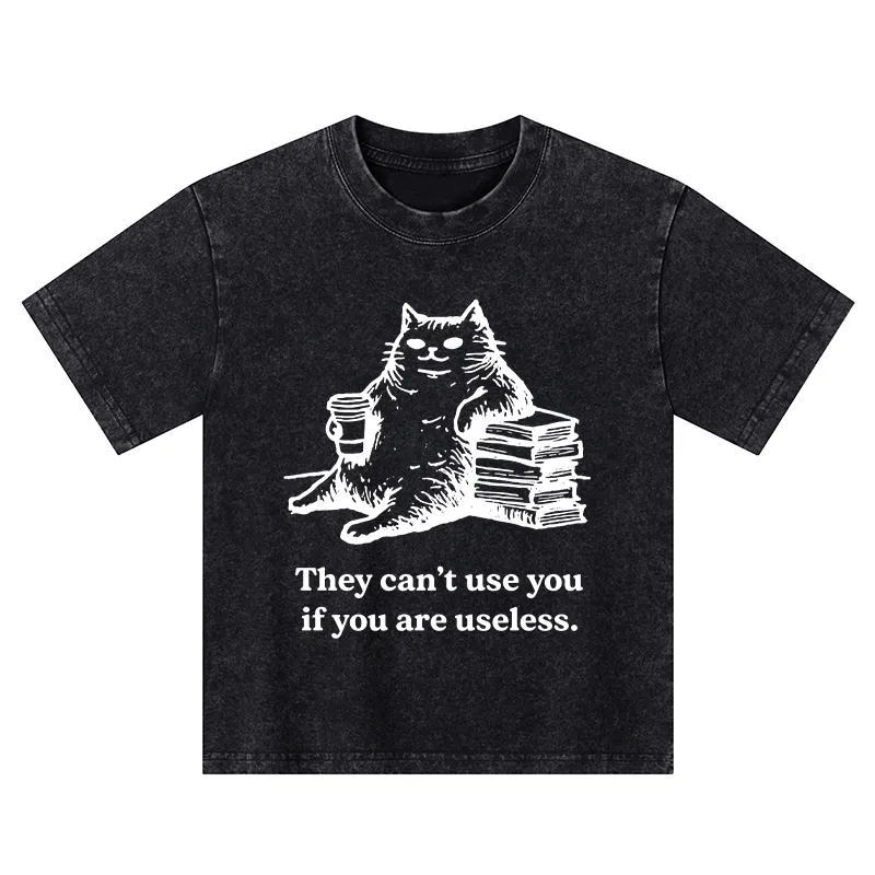 Tokyo-Tiger Cat Proving Uselessness Is A Superpower Kids Washed T-Shirt