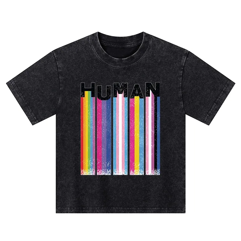 Tokyo-Tiger Rainbow Stripes Human Pride Kids Washed T-Shirt Sale