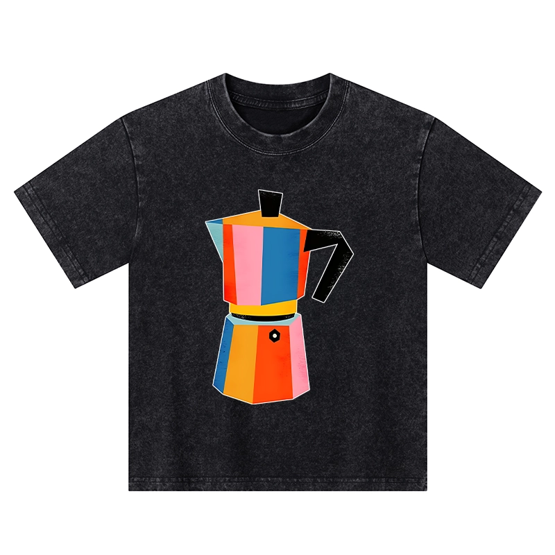 Tokyo-Tiger Bright Hues Make Classic Coffee Pot Kids Washed T-Shirt
