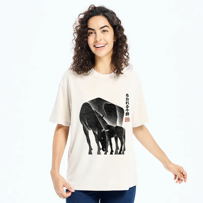 Tokyo-Tiger Zen Art Of Two Horses Washed T-Shirt