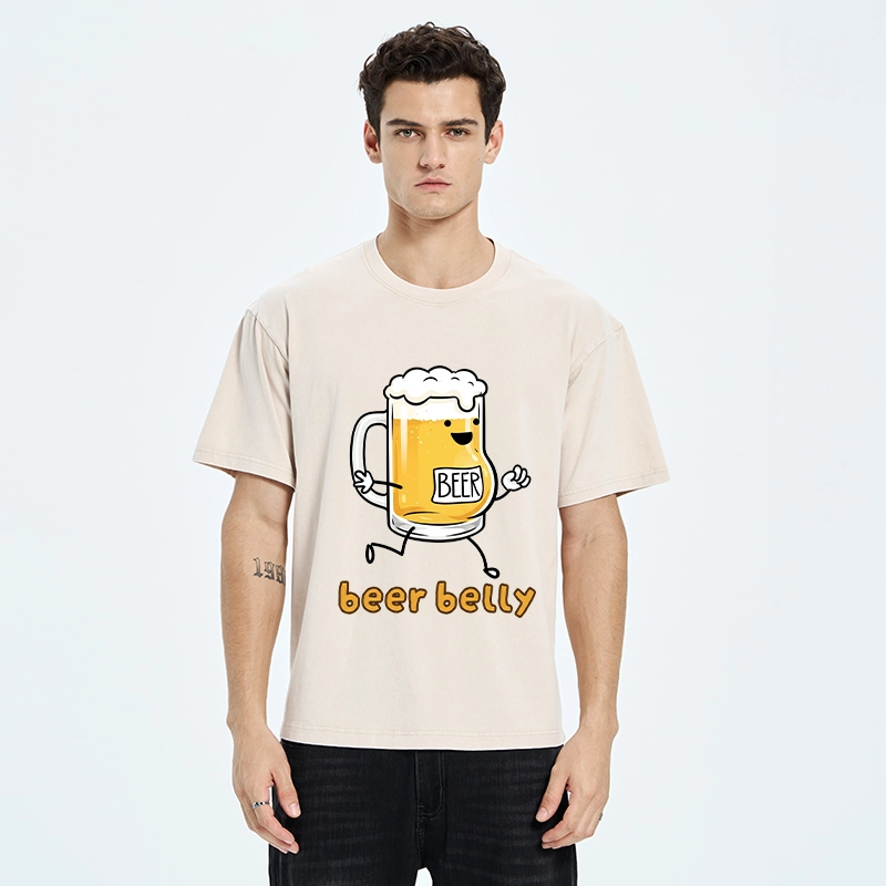 Tokyo-Tiger Walking Beer Mug With A Beer Belly Washed T-Shirt