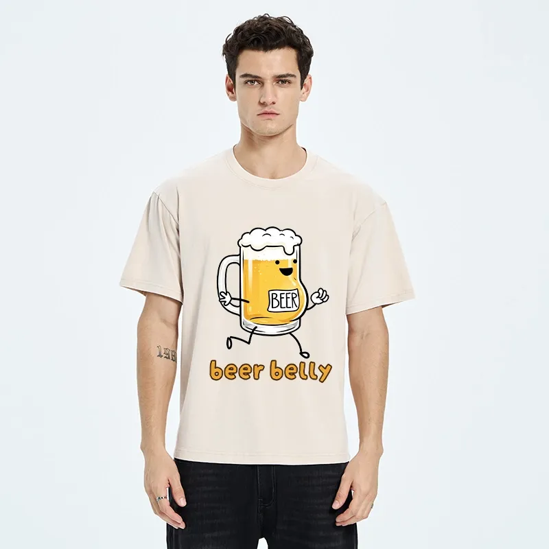 Tokyo-Tiger Walking Beer Mug With A Beer Belly Washed T-Shirt