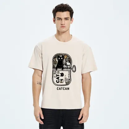 Tokyo-Tiger Tin Can Fully Packed With All Cute Cats Washed T-Shirt