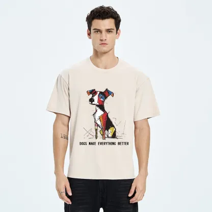 Tokyo-Tiger Colorful Puppy Street Art Graphic Washed T-Shirt