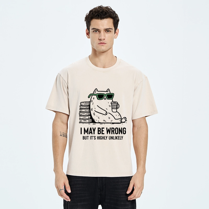 Tokyo-Tiger Cool Cat Coffee Book Funny Meme Washed T-Shirt