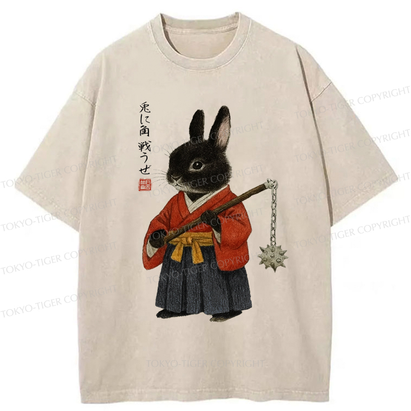 Tokyo-Tiger Japanese Rabbit：Let's Fight Washed T-Shirt