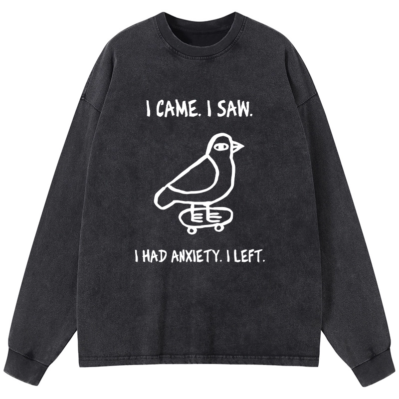 Tokyo-Tiger Funny Meme Bird Just Needs A Break Washed Long Sleeve T-Shirt