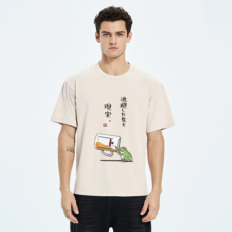 Tokyo-Tiger Chill Escape Frog Sake Graphic Washed T-Shirt