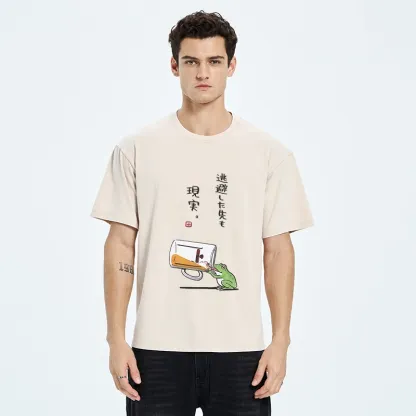 Tokyo-Tiger Chill Escape Frog Sake Graphic Washed T-Shirt