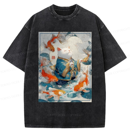 Tokyo-Tiger A Cat’s Zen  A Fish’s Fate Washed T-Shirt