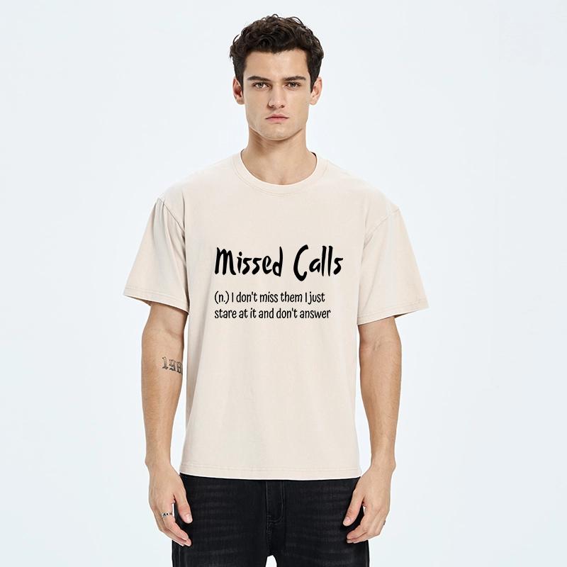 Tokyo-Tiger Funny Meme Missed Calls Definition Washed T-Shirt