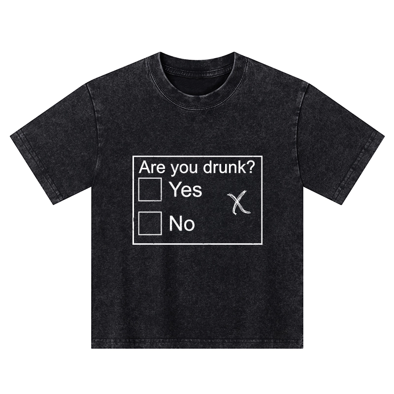 Tokyo-Tiger Confused Drunk Checkbox Graphic Kids Washed T-Shirt