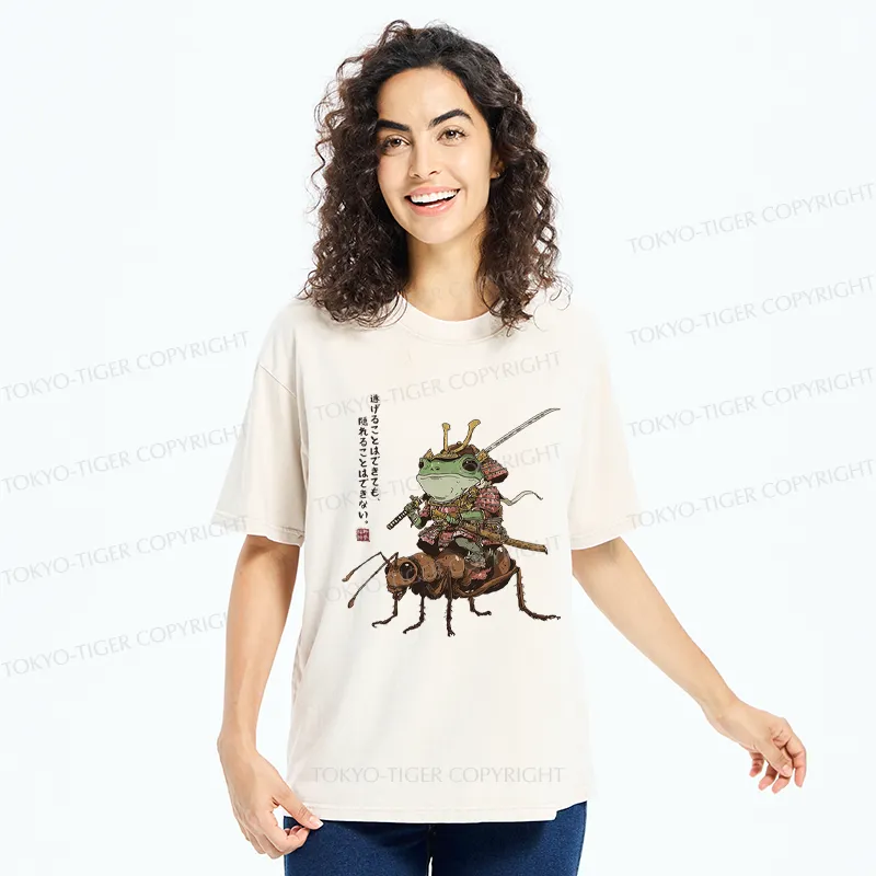 Tokyo-Tiger Frog Samurai：You Can Run But You Can't Hide Washed T-Shirt