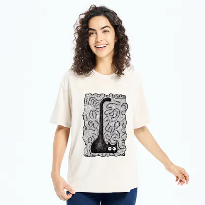 Tokyo-Tiger Trippy Zentangle Secret Cat Art Print Washed T-Shirt