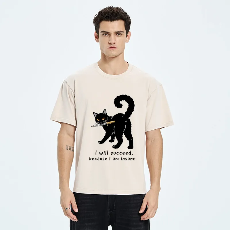 Tokyo-Tiger Brave Black Cat Wild Success Vibe Washed T-Shirt