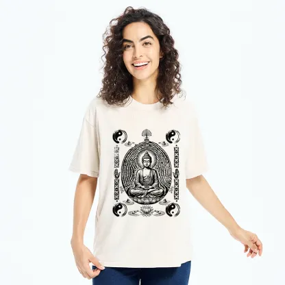 Tokyo-Tiger Minimal Spiritual Buddha Ink Art Washed T-Shirt