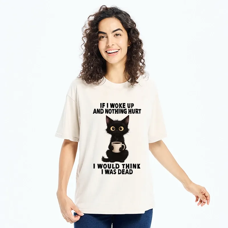 Tokyo-Tiger Funny Black Cat And Coffee Meme Washed T-Shirt