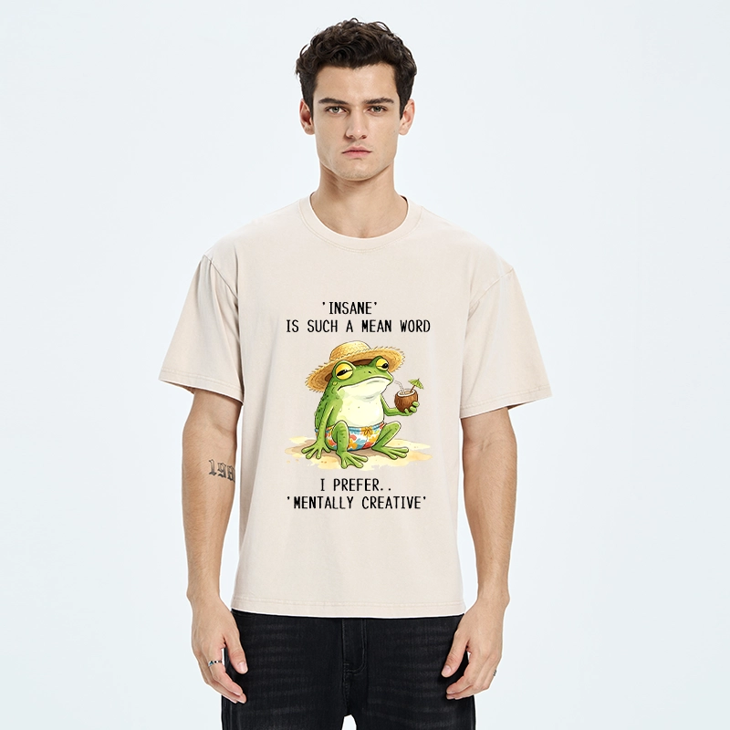 Tokyo-Tiger Mentally Creative Beach Frog Washed T-Shirt