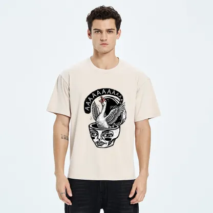 Tokyo-Tiger Weird Meme Screaming Wild Goose Graphic Washed T-Shirt
