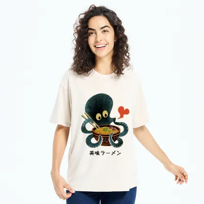 Tokyo-Tiger Octopus Uses Chopsticks For Ramen Washed T-Shirt 