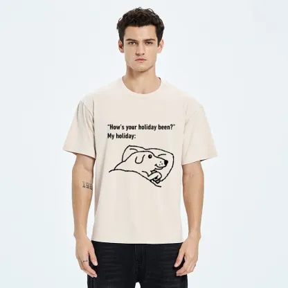 Tokyo-Tiger Tired Dog After Long Holiday Break Washed T-Shirt