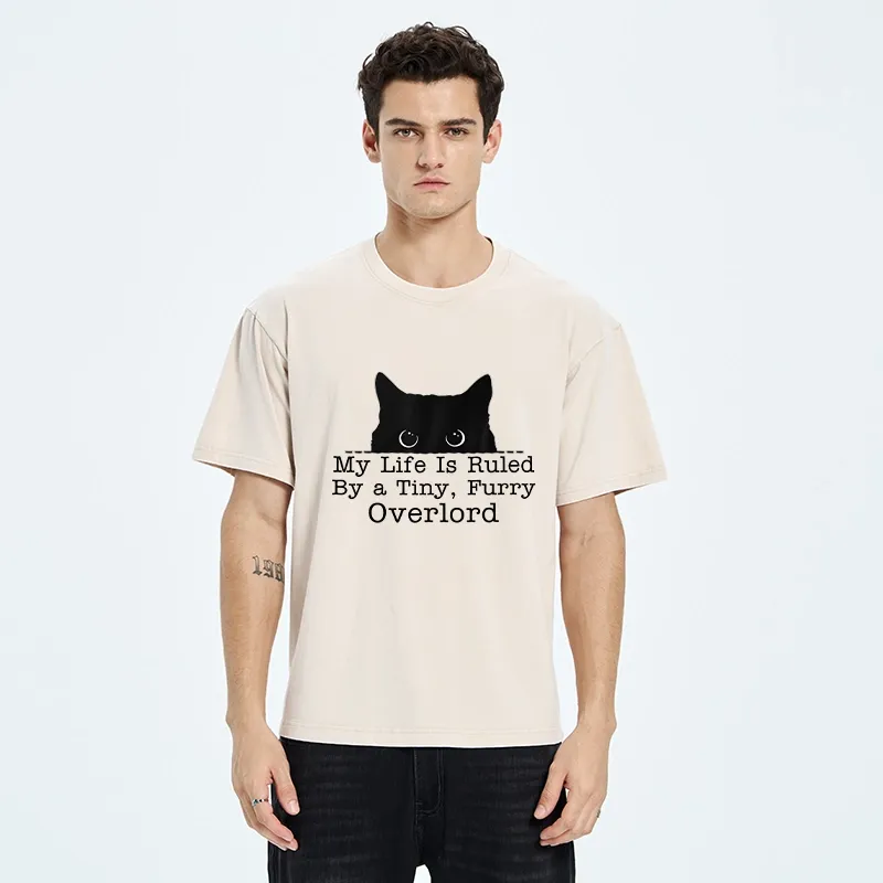 Tokyo-Tiger Cat Rules Human Life Simple Graphic Washed T-Shirt