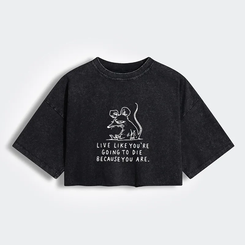 Tokyo-Tiger Funny Meme Sarcastic Rat Life Truth Women's Washed Crop T-Shirt