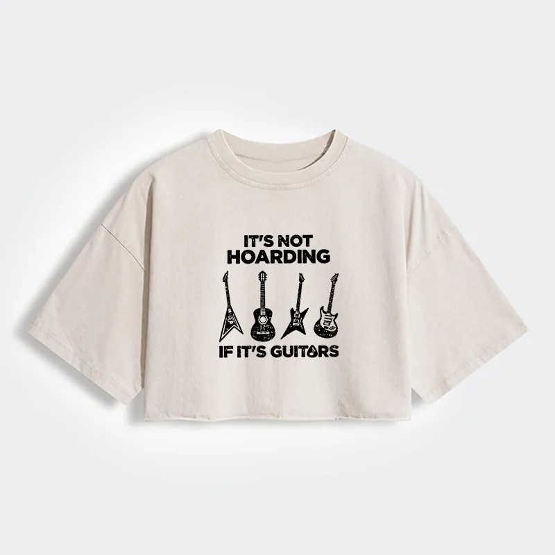 Tokyo-Tiger Music Lover Guitar Hoarding Joke Women's Washed Crop T-Shirt
