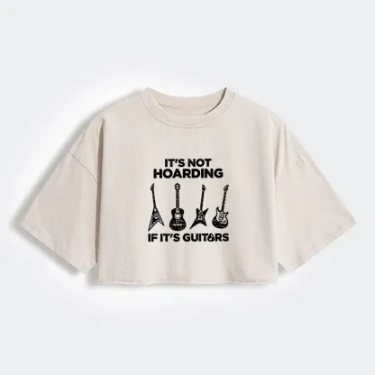 Tokyo-Tiger Music Lover Guitar Hoarding Joke Women's Washed Crop T-Shirt