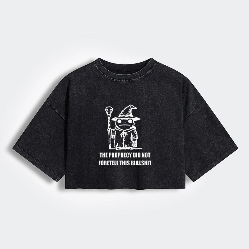 Tokyo-Tiger Funny Meme Wizard Frog Weird Prophecy Women's Washed Crop T-Shirt