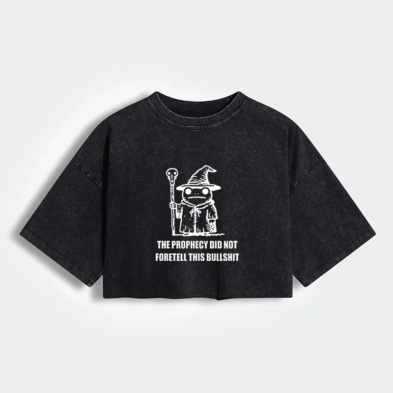 Tokyo-Tiger Funny Meme Wizard Frog Weird Prophecy Women's Washed Crop T-Shirt
